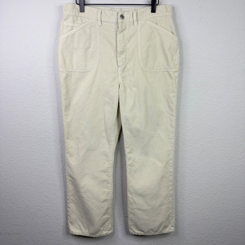 RE/DONE Pants Womens 31 Ivory Corduroy 70s Loose Straight Leg Neutral Minimalist